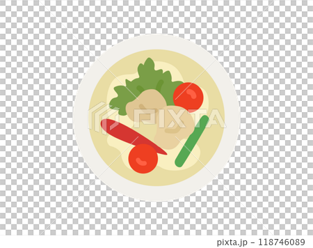 タイ料理の、トムカーガイのアイコンのイラスト 118746089