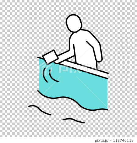 一個人在海上撒骨灰的簡單向量圖示說明 118746115