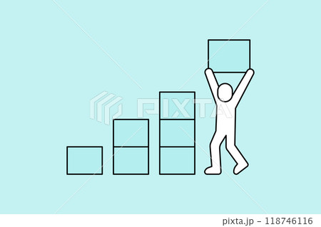 箱を積み重ねる人(努力のイメージ)のシンプルなベクターアイコンイラスト 箱を積み重ねる人(努力のイメージ)のシンプルなベクターアイコンイラスト 118746116