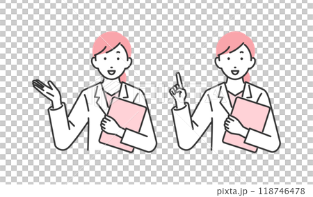 説明をしている女性医師のイラスト 説明をしている女性医師のイラスト 118746478