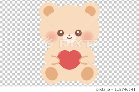 Cute teddy bear illustration holding a heart Cute teddy bear illustration holding a heart 118746541