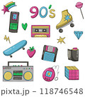 Retro 90's clipart set. Y2K. nostalgic set. flat style doodle stickers 118746548
