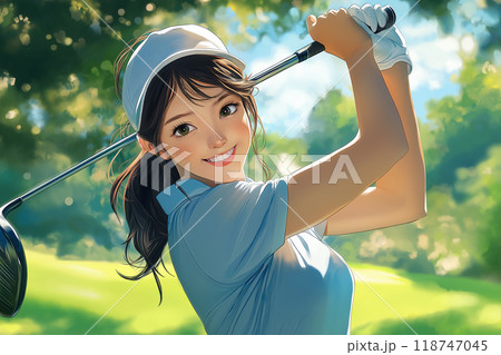 ゴルフをする女性 118747045