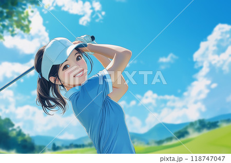 ゴルフをする女性 118747047