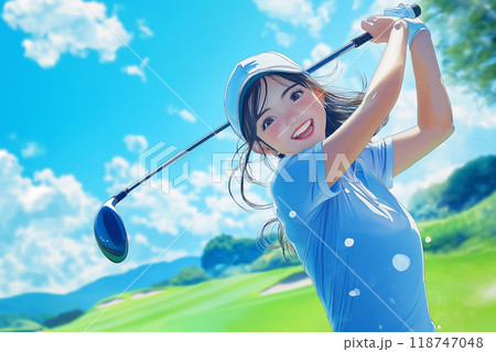 ゴルフをする女性 118747048
