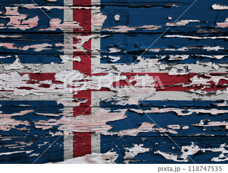 Flag of Iceland painted on a wooden board 118747535