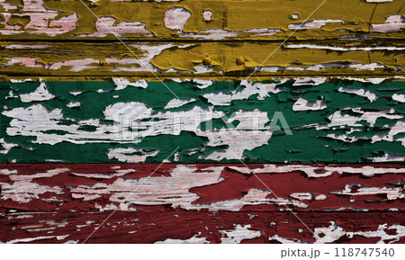 Flag of Lithuania painted on a wooden board 118747540