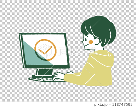 Man using a computer - 4 colors 118747593