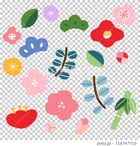 お正月の年賀状に使える飾りイラスト 118747710