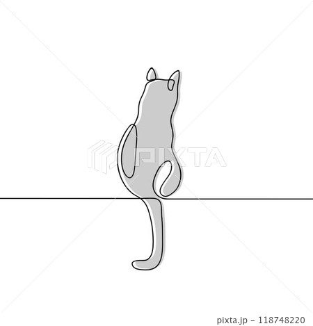 Continuous line drawing of sitting cat. Minimalist black linear sketch isolated on white background. Continuous line drawing of sitting cat. Minimalist black linear sketch isolated on white background. 118748220