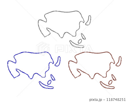 アジアの手描き線地図_3色セット アジアの手描き線地図_3色セット 118748251
