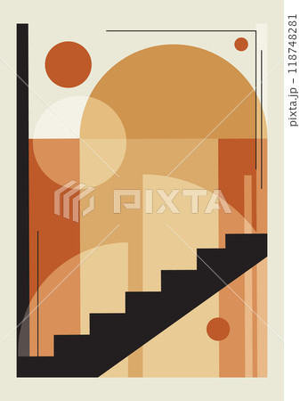Minimalistic geometric design poster, vector template. Geometric shapes, abstract illustration Minimalistic geometric design poster, vector template. Geometric shapes, abstract illustration 118748281