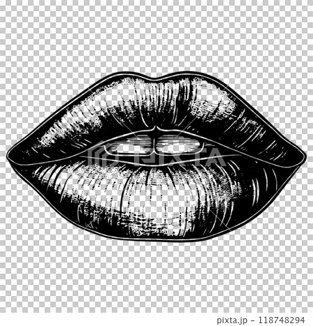 Copperplate illustration of human lips 118748294