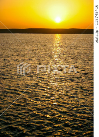 Red sunset over the Red Sea off the coast of Egypt 118748416