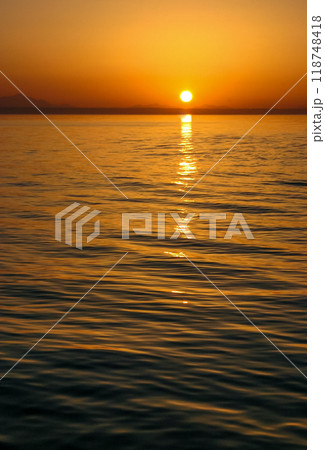 Red sunset over the Red Sea off the coast of Egypt 118748418