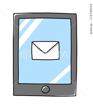 ゆるめシンプルなメールマークを表示したスマートフォン　ベタ塗り 118748434