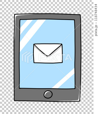 ゆるめシンプルなメールマークを表示したスマートフォン　ベタ塗り 118748434