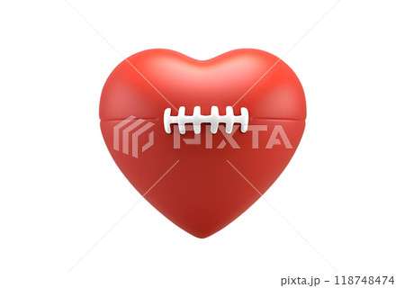 3d American football ball in a heart shape. Concept for passion or love of sports 118748474
