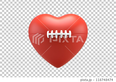3d American football ball in a heart shape. Concept for passion or love of sports 118748474