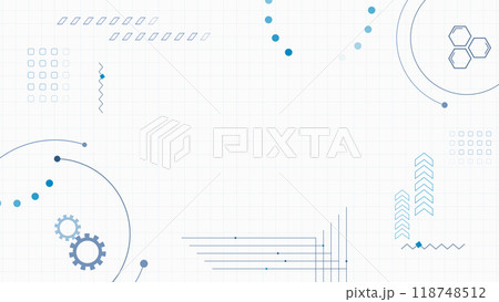 テクノロジー、IT、電子回路、医療などをイメージした抽象的なイラスト　白背景 118748512