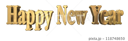 3DCG文字「Happy New Year/ハッピーニューイヤー」ゴールド,金 3DCG文字「Happy New Year/ハッピーニューイヤー」ゴールド,金 118748650