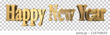 3DCG文字「Happy New Year/ハッピーニューイヤー」ゴールド,金 3DCG文字「Happy New Year/ハッピーニューイヤー」ゴールド,金 118748650