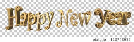 3DCG letters "Happy New Year" in gold 118748652