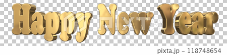 3DCG letters "Happy New Year" in gold 3DCG letters "Happy New Year" in gold 118748654