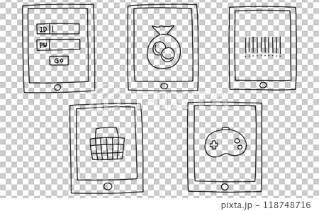 Loose and simple smartphone set 3 Line drawing 118748716