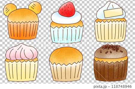 Loose and simple cupcake set, analog style 118748946