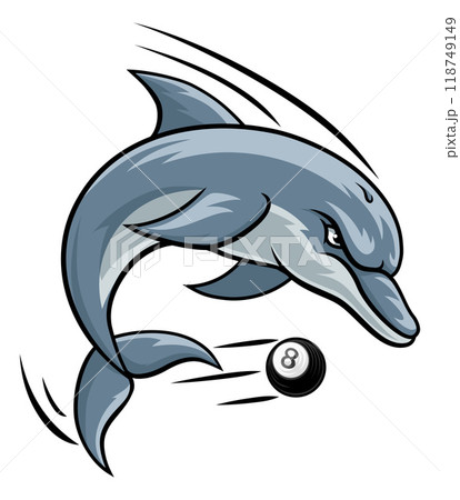 Dolphin Animal Billiards Pool Sports Team Mascot 118749149