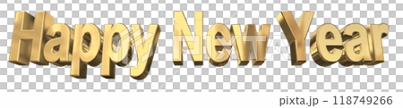 3DCG文字「Happy New Year/ハッピーニューイヤー」ゴールド,金 118749266