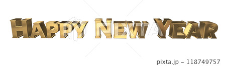 3DCG文字「Happy New Year/ハッピーニューイヤー」ゴールド,金 118749757