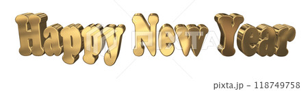 3DCG文字「Happy New Year/ハッピーニューイヤー」ゴールド,金 3DCG文字「Happy New Year/ハッピーニューイヤー」ゴールド,金 118749758