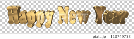 3DCG文字「Happy New Year/ハッピーニューイヤー」ゴールド,金 3DCG文字「Happy New Year/ハッピーニューイヤー」ゴールド,金 118749758