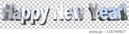 3DCG文字「Happy New Year/ハッピーニューイヤー」シルバー,銀 118749937