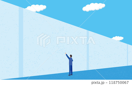 高い壁とビジネスマン 118750067