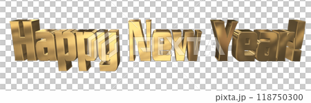 3DCG文字「Happy New Year/ハッピーニューイヤー」ゴールド,金 3DCG文字「Happy New Year/ハッピーニューイヤー」ゴールド,金 118750300