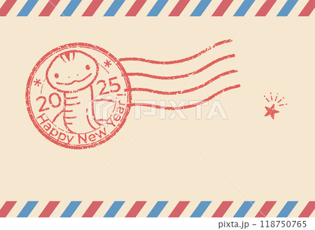 かわいい巳年の年賀状テンプレート（文字なし） 118750765