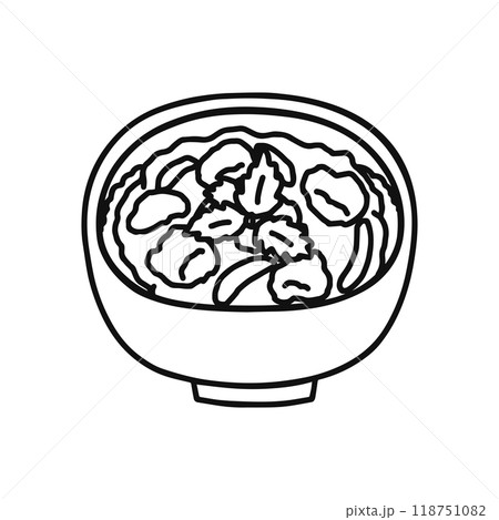 親子丼　線画 118751082