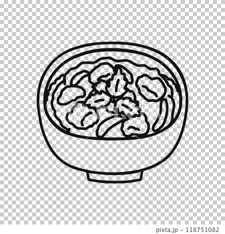 親子丼　線画 118751082