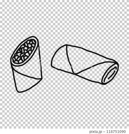 Spring rolls line drawing Spring rolls line drawing 118751090