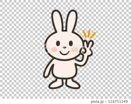 一隻可愛的兔子微笑著和平的插圖 一隻可愛的兔子微笑著和平的插圖 118751149