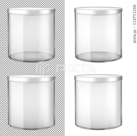 Transparent glass jar with metal lid Transparent glass jar with metal lid 118751266