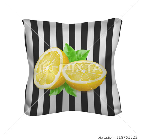 Black and white square pillow. Vector mock up 118751323