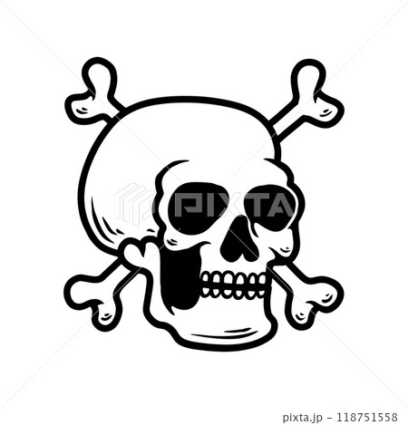 Illustration of skull and crossed bones in tattoo style. Design element for poster, card, t shirt. Vector illustration Illustration of skull and crossed bones in tattoo style. Design element for poster, card, t shirt. Vector illustration 118751558
