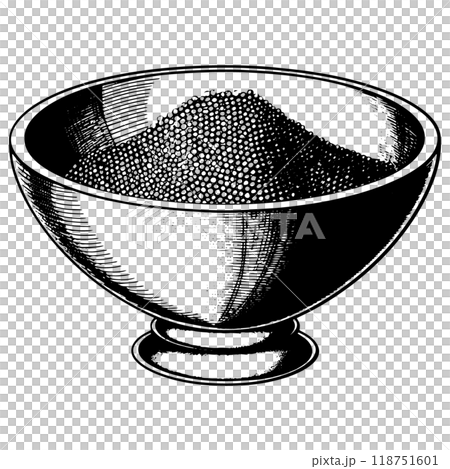 銅雕刻向量圖的一碗香料。 118751601