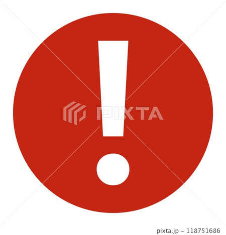 Caution sign. Exclamation mark in a red circle. Warning sign of danger Caution sign. Exclamation mark in a red circle. Warning sign of danger 118751686
