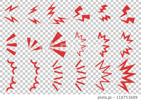 Notice, surprise, attention, emphasis, illustration set of red icons 118751689