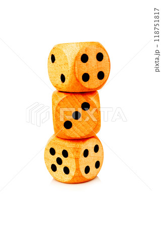 dice wood isolated on white background dice wood isolated on white background 118751817
